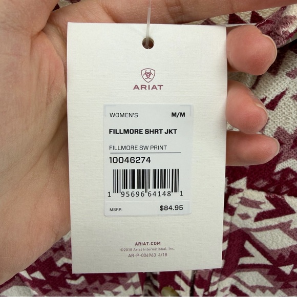 NWT Ariat Fillmore Shirt Jacket Red Cream Southwestern Print, Women's Medium - Picture 12 of 13